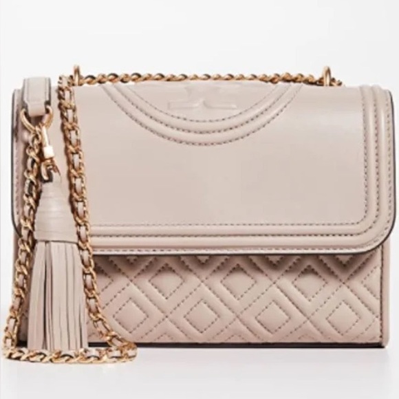 Tory Burch -Authentic Fleming Small Convertible Shoulder Bag Light Taupe - Picture 3 of 17